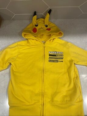 Pokemon Yellow Pikachu Hooded Zip-Up Hoodie with Ear Details